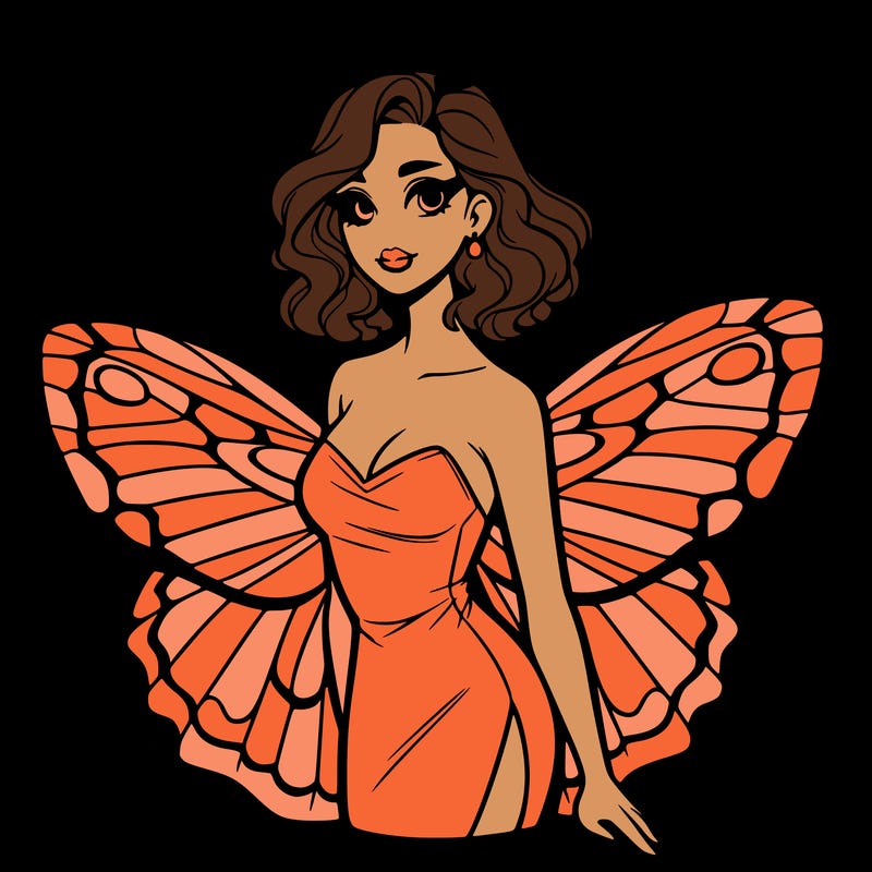 woman with moth wings
