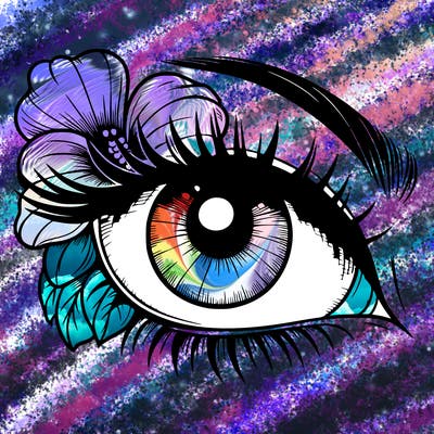 realistic eye with flower