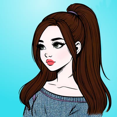 realistic girl with a high ponytail