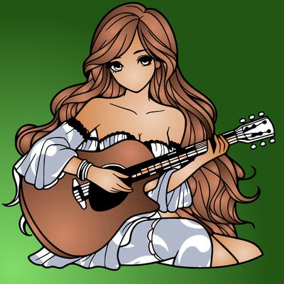 beautiful girl playing the guitar
