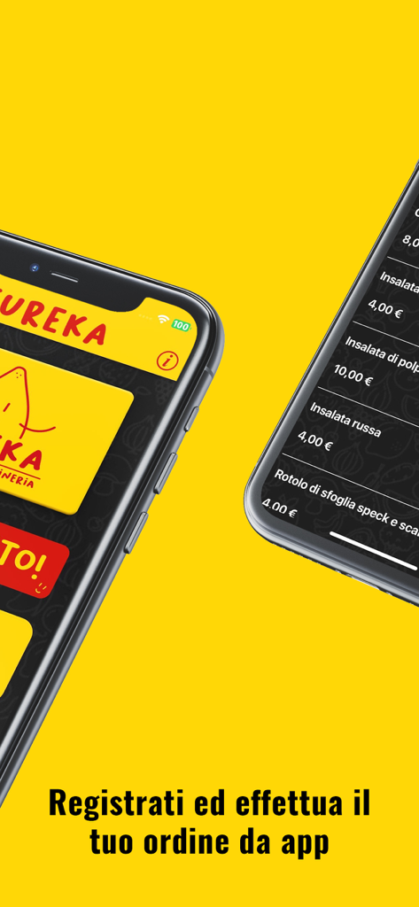 Eureka Chieri - Interface de l'application Eureka Chieri montrant le menu de street food et la commande