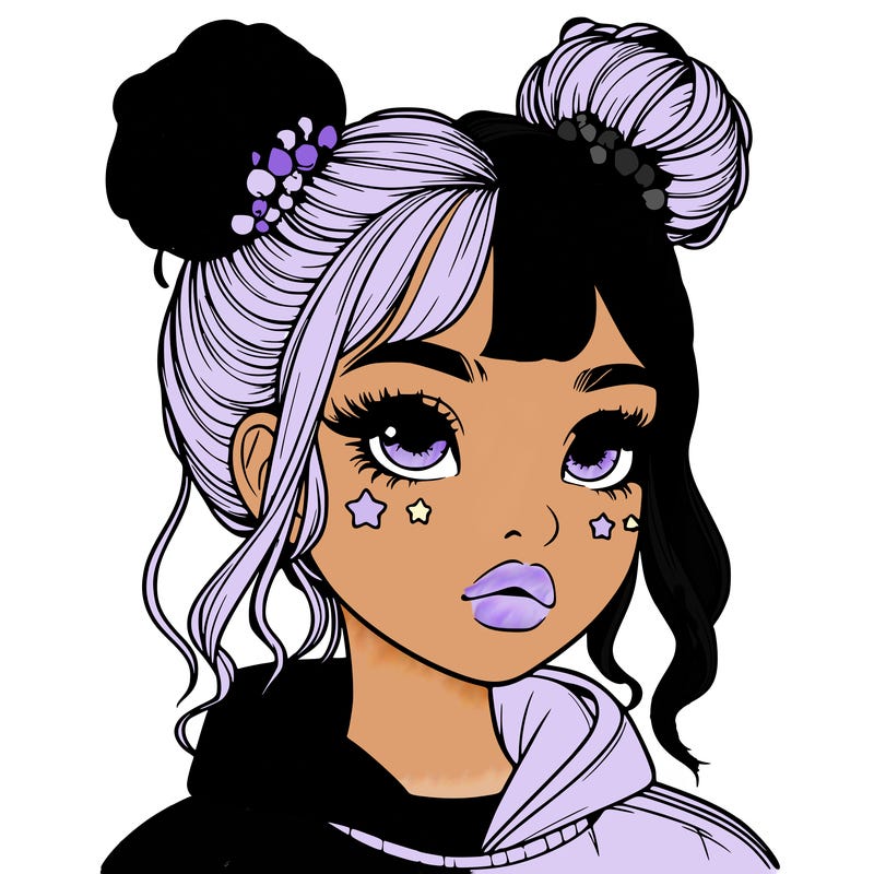 realistic girl with space buns