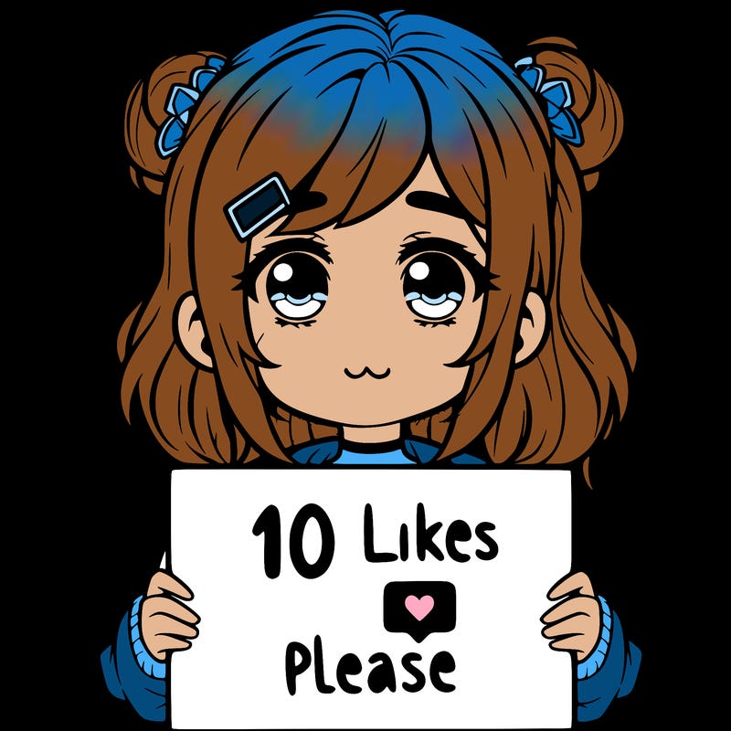 a girl with a sign saying 10 likes please