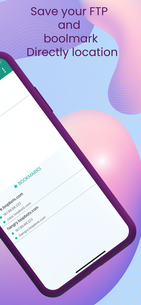 Tela do aplicativo cliente FTP exibindo endereços de servidor marcados.