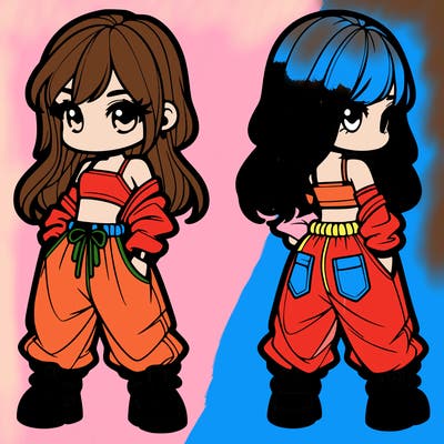 girl in crop top and baggy pants