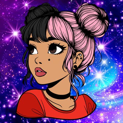 realistic girl with spacebuns