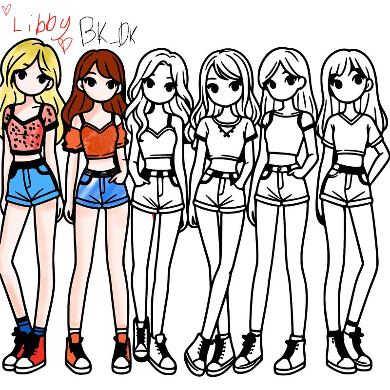 a group of girls wearing crop tops and shorts