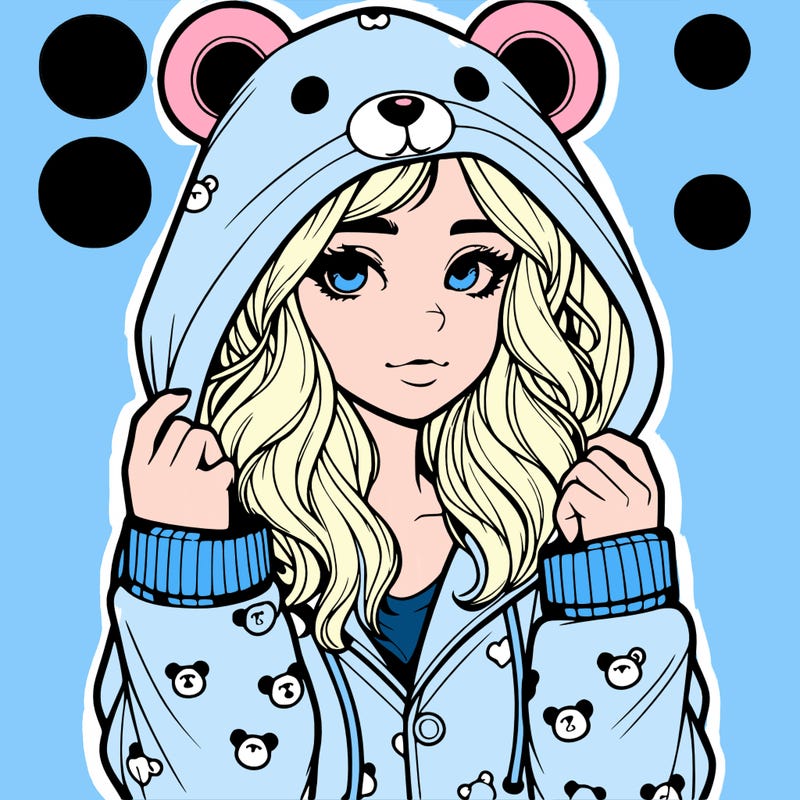 realistic girl in a animal pjs hoodie