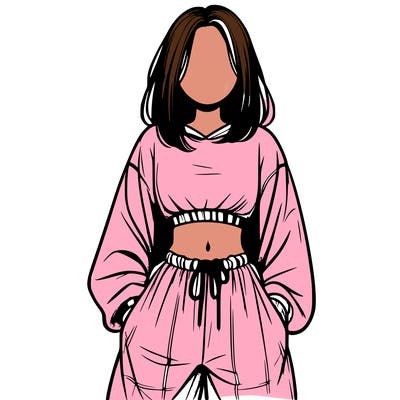 realistic girl faceless with baggy pants and a crop top