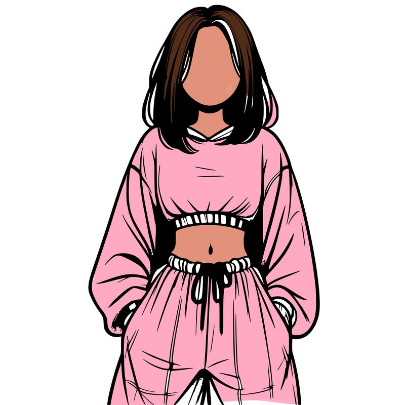 realistic girl faceless with baggy pants and a crop top