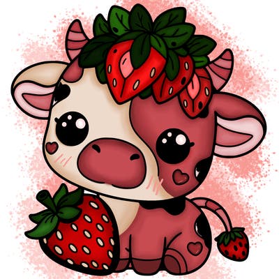 cute strawberry cow