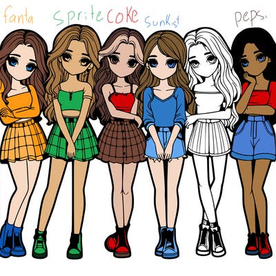 a group of girls realistic