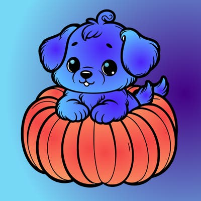 cute little puppy in a pumpkin