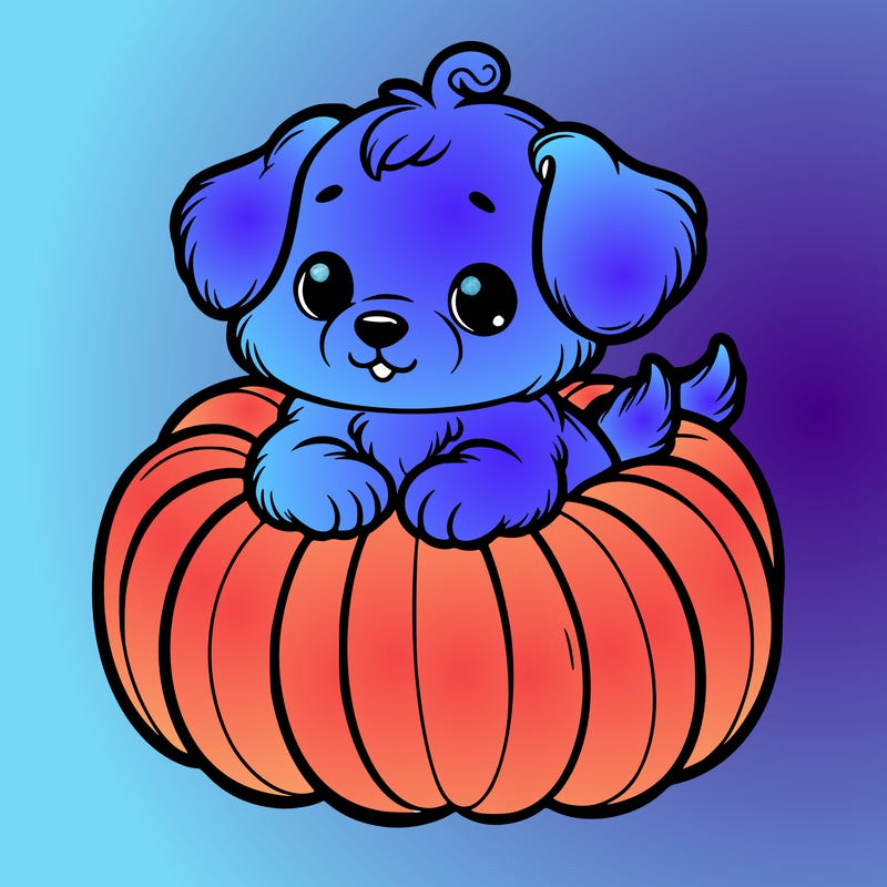 cute little puppy in a pumpkin