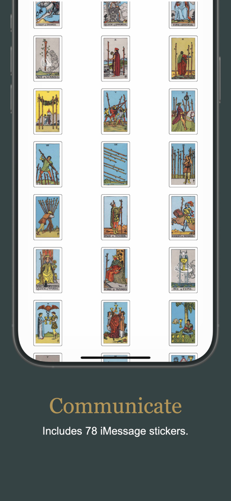 Tarot Simple: Cards & Readings - A collection of 78 classic Rider Waite Smith tarot card stickers for iMessage.
