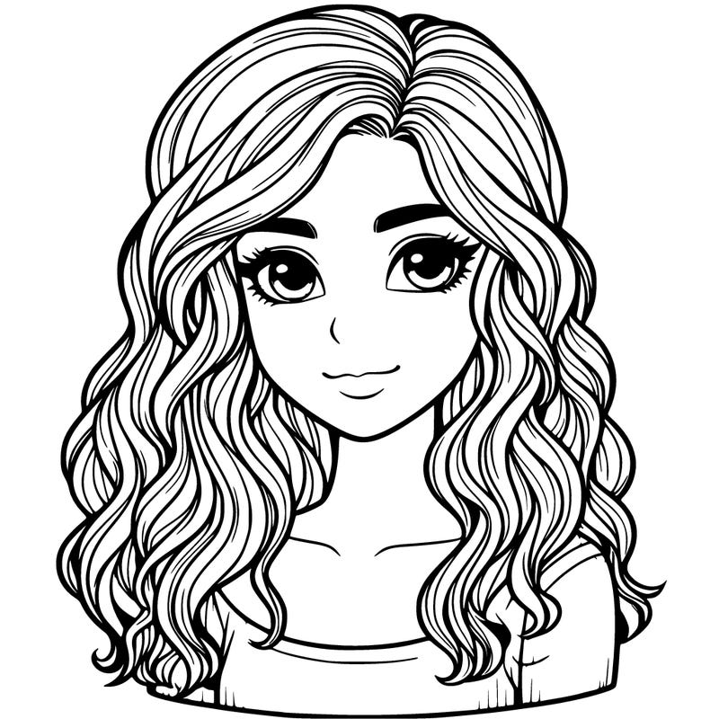 realistic girl with wavy hair