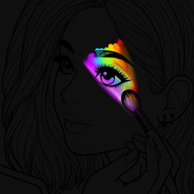 a realistic girl doing her makeup