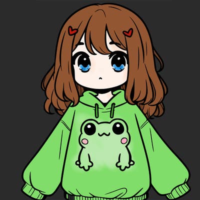 girl wearing frogging sweatshirt