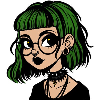 gothic girl with a mullet and glasses