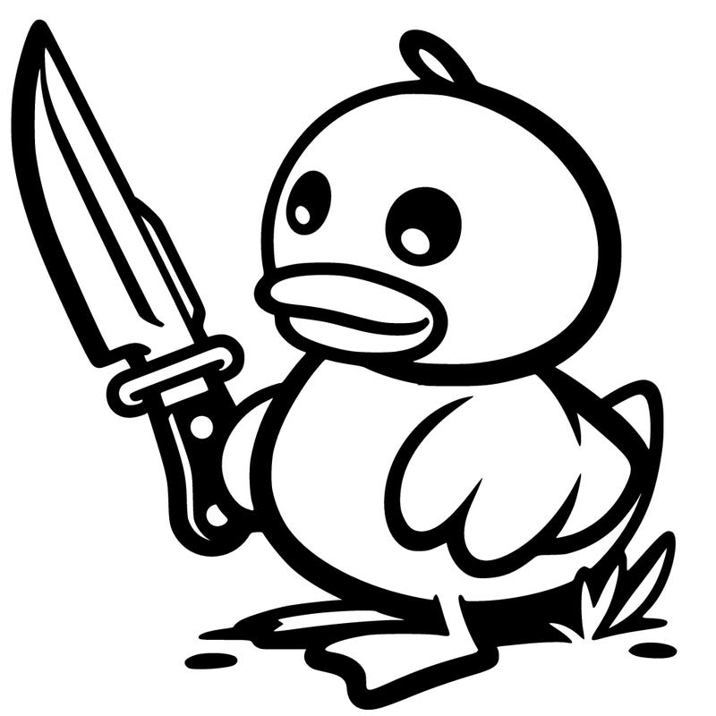 a duck with a knife
