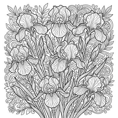 Dive into the beauty of nature with this intricate Dwarf Bearded Irises coloring page, designed specifically for teens. Explore complex floral patterns and swirling abstract elements that promise hours of engaging artistic expression.