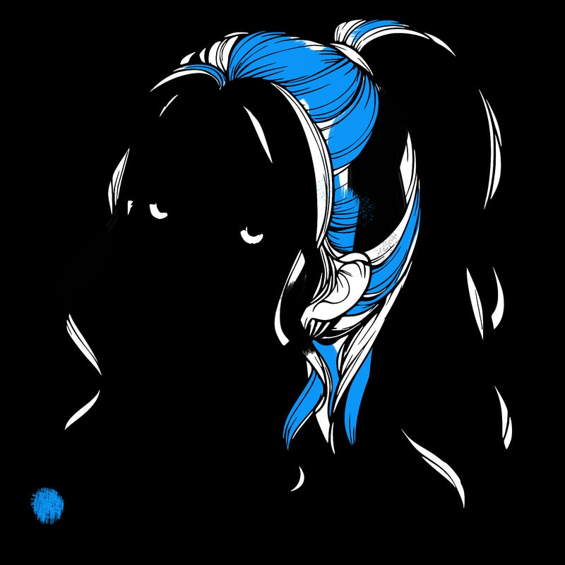 realistic girl with a ponytail on her hair and lips