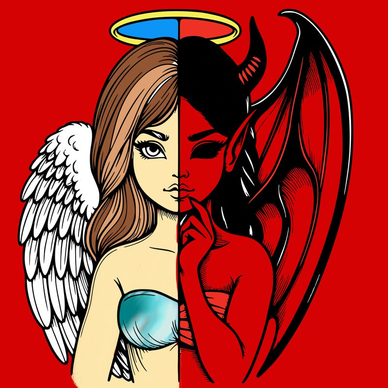 realistic angel half demon