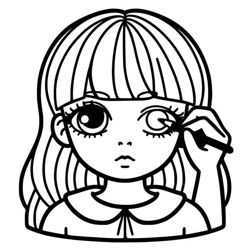 girl with eye open and of you can draw