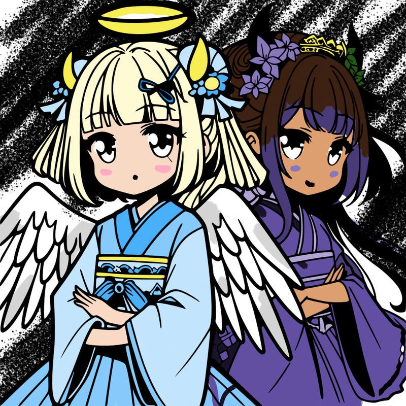 anime girl angel and devil