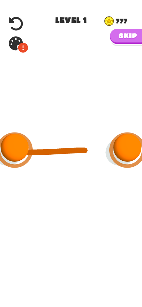 Connect Balls - Line Puzzle - - Nivel 1 del juego Connect Balls con bolas naranjas y una línea