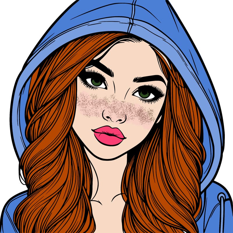 realistic beautiful girl with a hood on