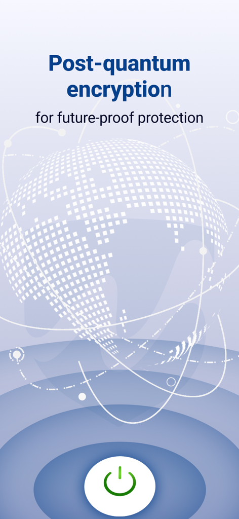 Mena VPN: UAE, KSA, Oman - Pantalla de Mena VPN anunciando encriptación post-cuántica para protección a prueba de futuro