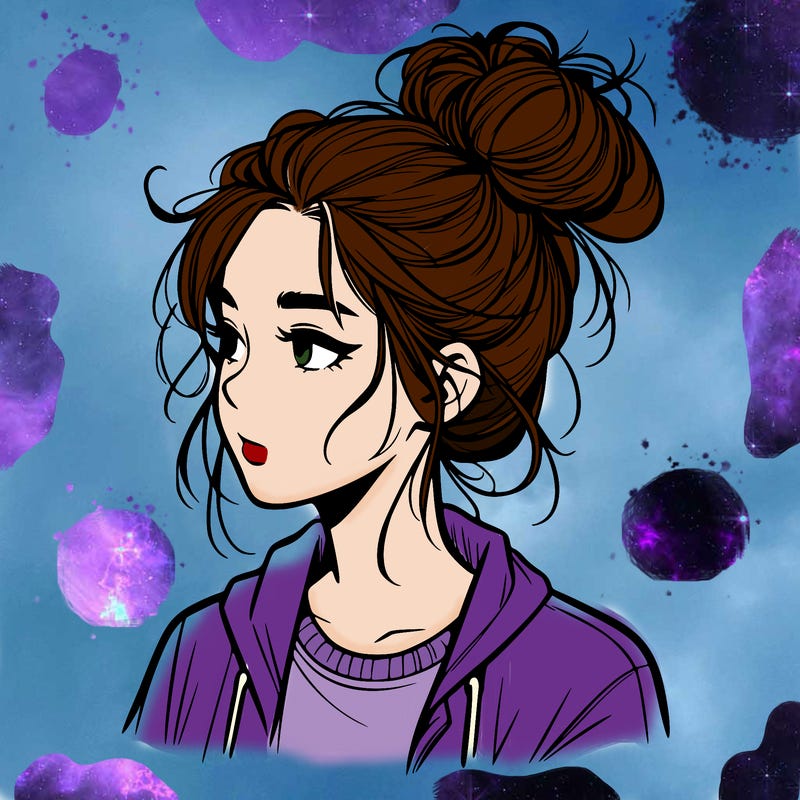 realistic teenage girl with a messy bun