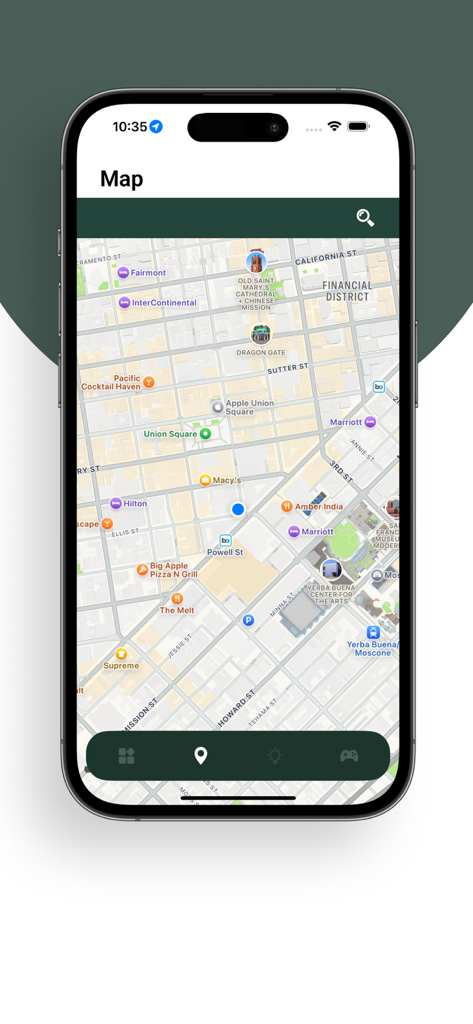 Famo Drama Log - Map view displaying local restaurants and cafes within the Famo Drama Log mobile application