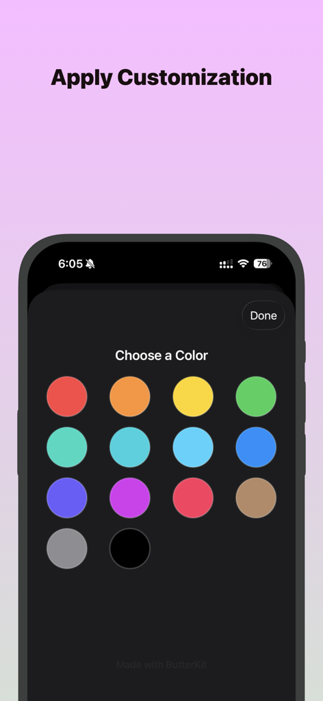 Una pantalla de selector de color en la aplicación Keyboard Clipboard para la personalización del tema.