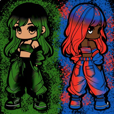 girl in crop top and baggy pants