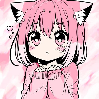 shy anime catgirl