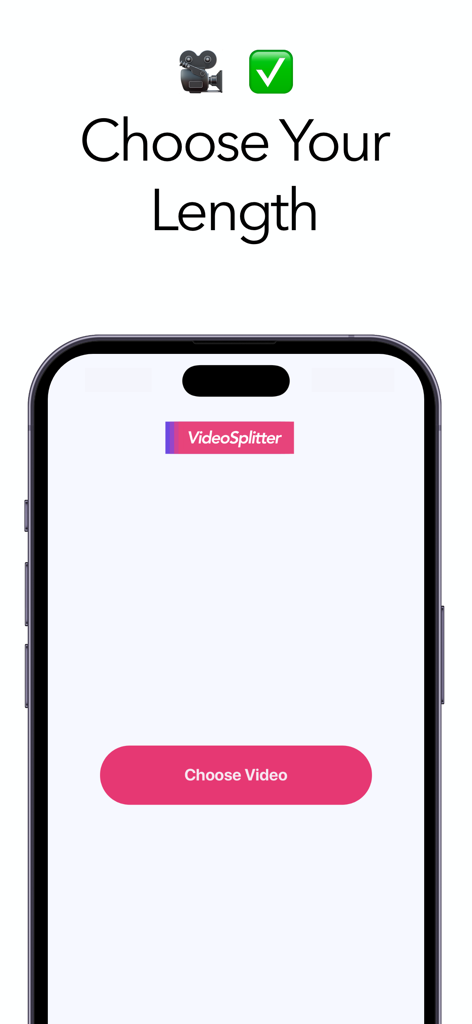 Video Splitter - No Watermark - Video Splitter app interface displaying the option to choose video clip length