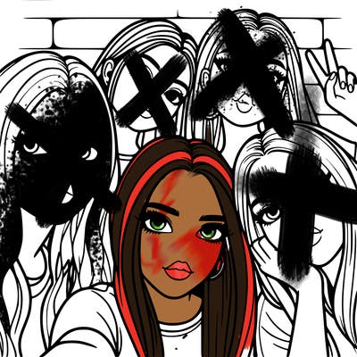 group of teen girls friends y2k up close in a selfie