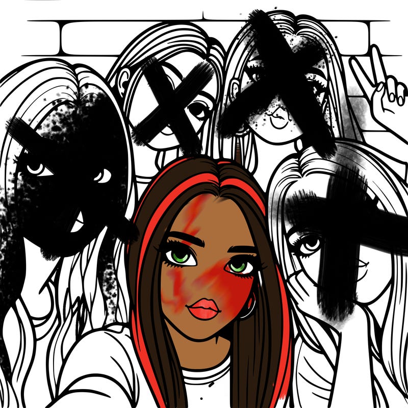 group of teen girls friends y2k up close in a selfie