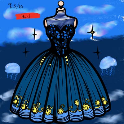 extravagant ball gown on mannequin