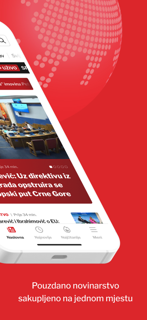 Smartphone displaying the AntenaM news app homepage with headlines