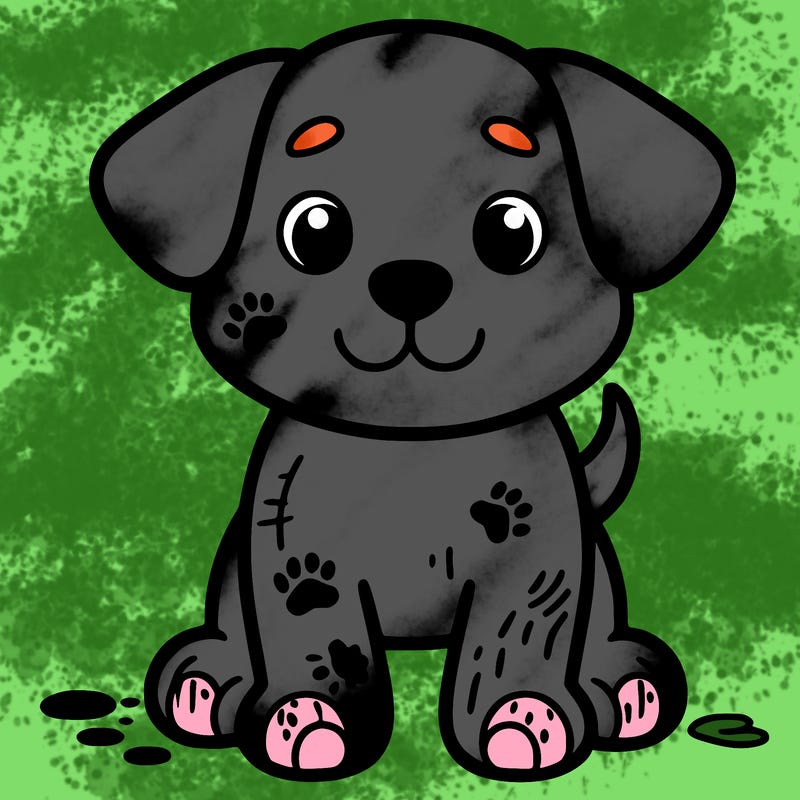 a dog with stains on his feets and between his eyebrows