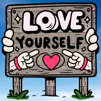 a sign where it is written: love yourself