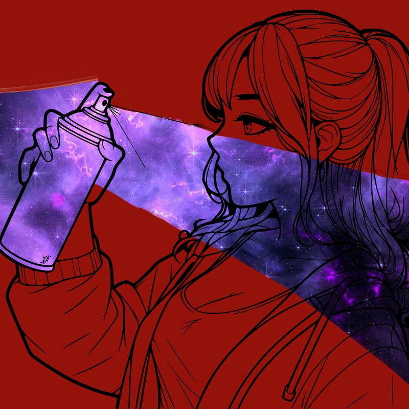 a realistic girl spray, painting