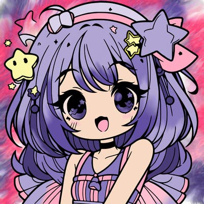 cute anime girl with star accessories