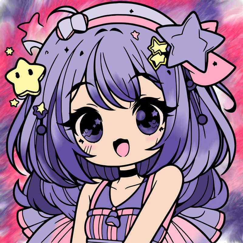 cute anime girl with star accessories