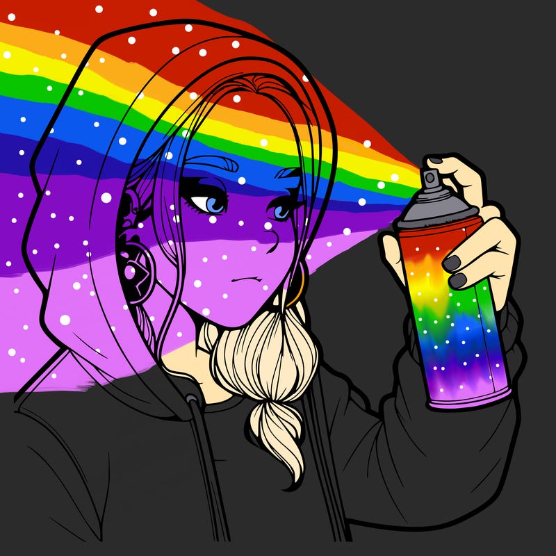 a realistic girl, spray painting