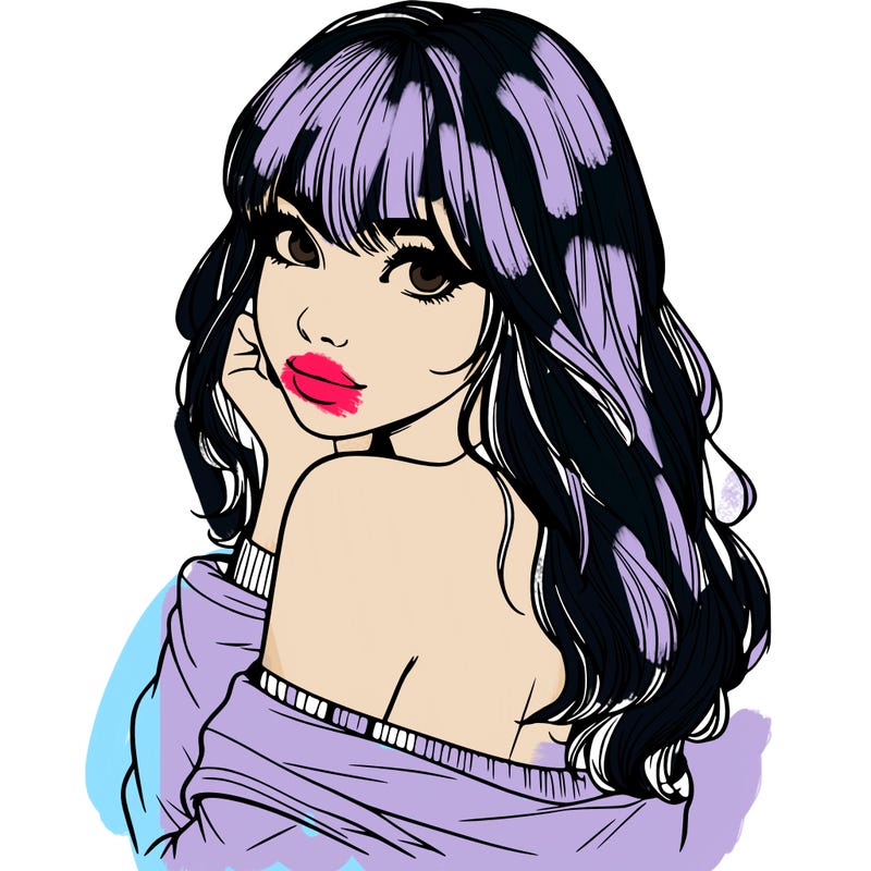 realistic girl with bangs looking over her shoulder