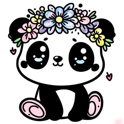 baby panda with flower crown